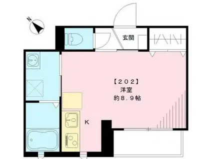 グランピエール(ワンルーム/2階)の間取り写真