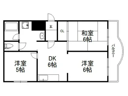 CENICIENTA北山(3DK/2階)の間取り写真