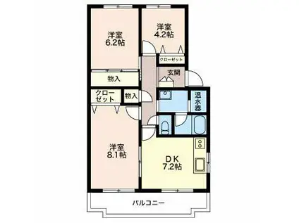 フィオーレ マキ(3DK/2階)の間取り写真