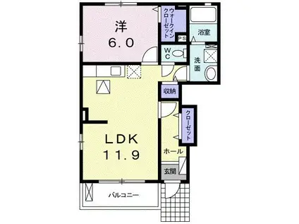 イースト フィールド(1LDK/1階)の間取り写真