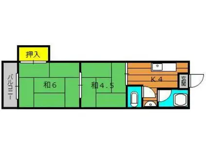 永秀建設ビル(2K/4階)の間取り写真