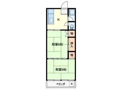 綾瀬パークハイツ(2K/2階)の間取り写真