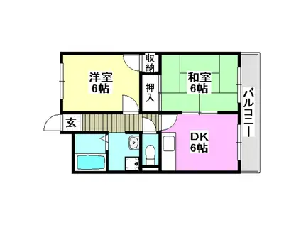 高尾マンション(2DK/4階)の間取り写真
