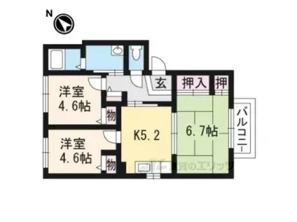 シャーメゾン フェヴリエ B棟(3DK/2階)の間取り写真