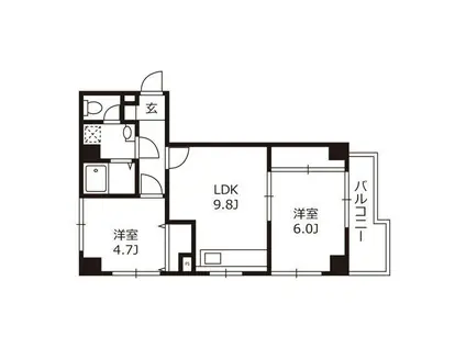 イーハトーヴ・ムトー(2LDK/3階)の間取り写真