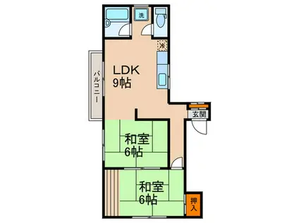 淺井ビル(2LDK/3階)の間取り写真