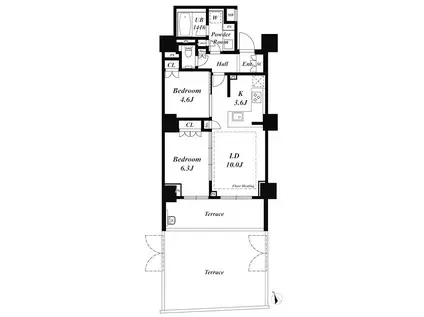 ザ・パークハウスアーバンス三軒茶屋(2LDK/1階)の間取り写真