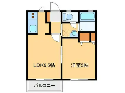 ドミールエブラ(1LDK/1階)の間取り写真