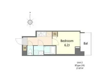 SーRESIDENCE小阪AZURE(1K/15階)の間取り写真