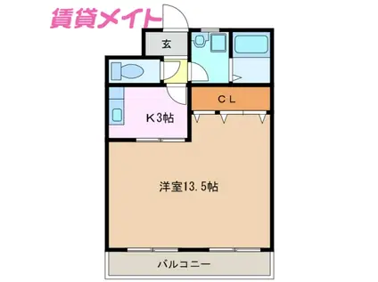 のんびりずむ(1K/1階)の間取り写真