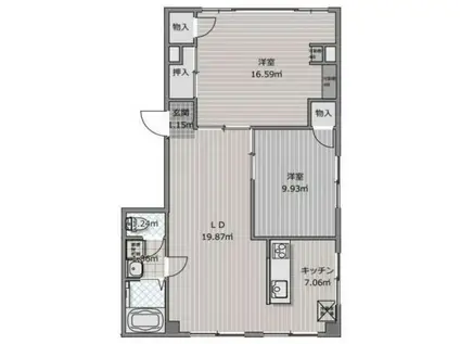 中本ビル(2LDK/4階)の間取り写真