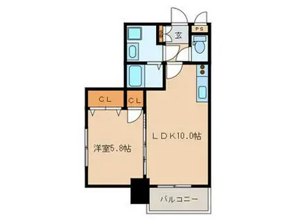 ERIOS COURT 中津口(1LDK/9階)の間取り写真