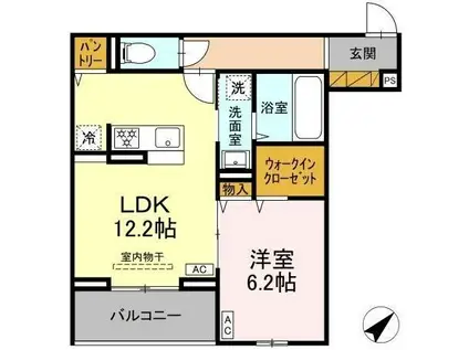 CLASSEUM都賀(1LDK/2階)の間取り写真