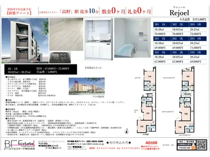 REJOEL(1K/3階)の間取り写真