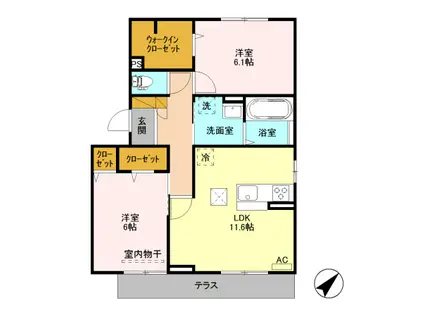 サンソレイユ 101(2LDK/1階)の間取り写真