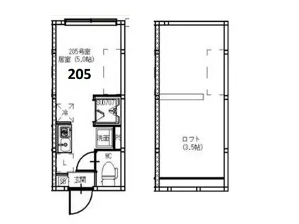ハーモニーテラス東大泉III(ワンルーム/2階)の間取り写真