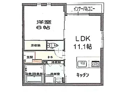 シャンブルIII(1LDK/1階)の間取り写真