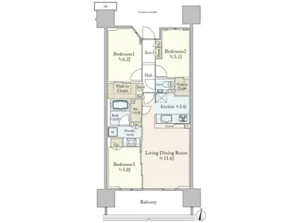 シティテラス東陽町(3LDK/9階)の間取り写真