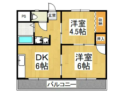キョ―タウン(2DK/3階)の間取り写真