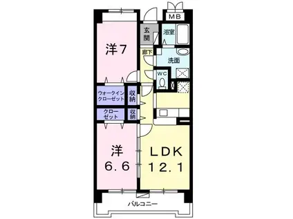 エスポ三池(2LDK/3階)の間取り写真