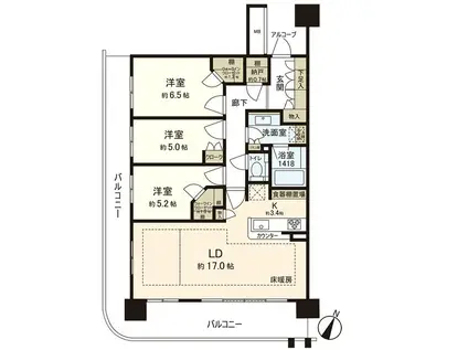 パークホームズ仙台中央(3LDK/9階)の間取り写真