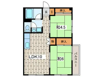 富士ビル(2LDK/2階)の間取り写真