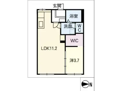 ハイツ日向(1LDK/1階)の間取り写真