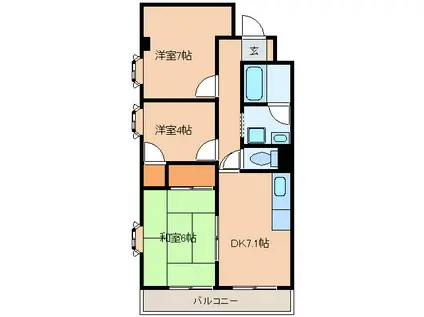 メゾン大南(3DK/2階)の間取り写真
