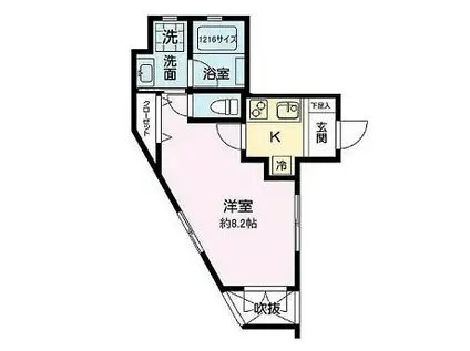 クレア エビス(1K/2階)の間取り写真