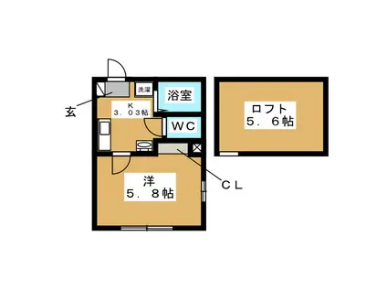 リビエール(1K/1階)の間取り写真