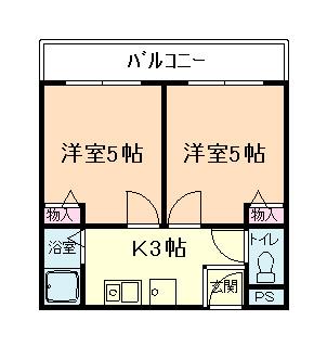 ティファニーヒルズ(2K/1階)の間取り写真