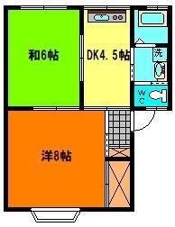 クレール仁井田(2DK/2階)の間取り写真