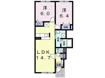 ヴィラ・チトセII(2LDK/1階)の間取り写真