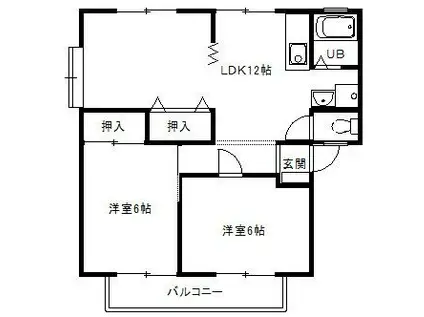 スーペリア B(2LDK/2階)の間取り写真