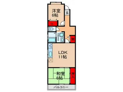 豊ハイツ(2LDK/1階)の間取り写真