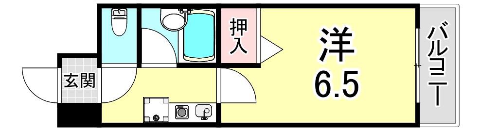 アリアーレ愛宕山(1K/1階)の間取り写真