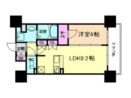 BPRレジデンス新梅田(1LDK/9階)の間取り写真