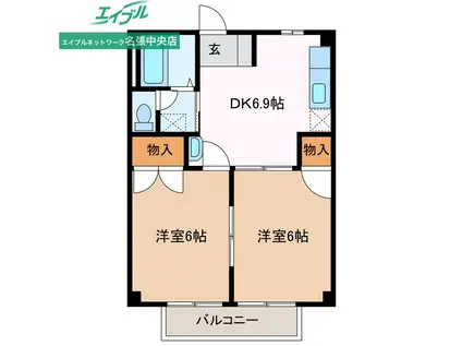 サンプラザ(2DK/1階)の間取り写真