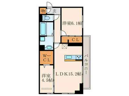 アピアランス中井(2LDK/2階)の間取り写真