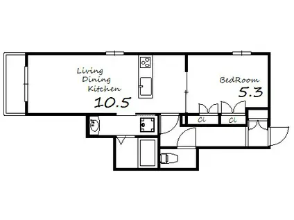 HEBEL MAISON VERVEINE(1LDK/2階)の間取り写真