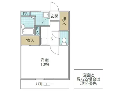 グランパルAZI(1K/1階)の間取り写真