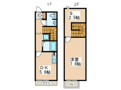 ほたるの里槇E棟(1DK/1階)の間取り写真