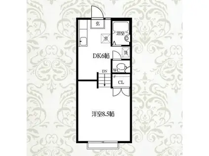 レガーロ(1DK/2階)の間取り写真