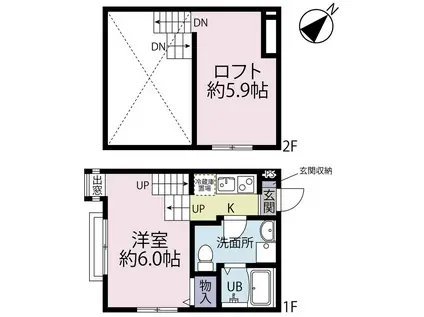 CHALET新検見川(2K/1階)の間取り写真