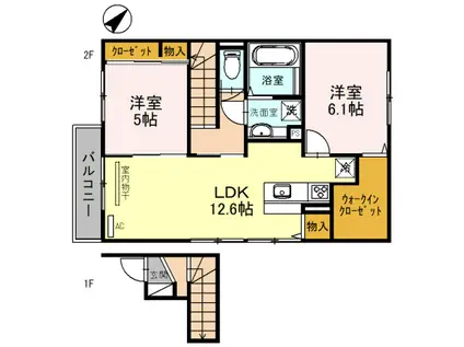 HONO・RUPO(2LDK/2階)の間取り写真