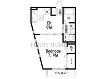 プレミールKII(1DK/1階)の間取り写真