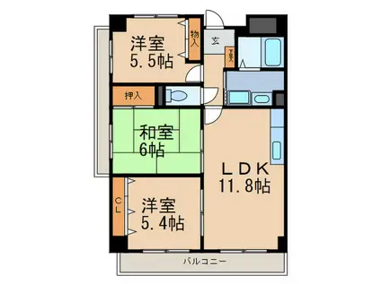 フレンテ灘(3LDK/4階)の間取り写真