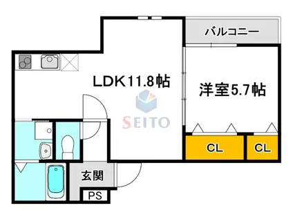 フジパレス南吹田駅西(1LDK/1階)の間取り写真