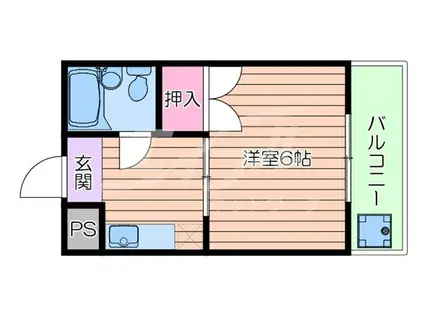 バンブーハイツ(1K/3階)の間取り写真