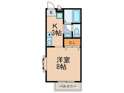 T.Mハイツ(1K/2階)の間取り写真